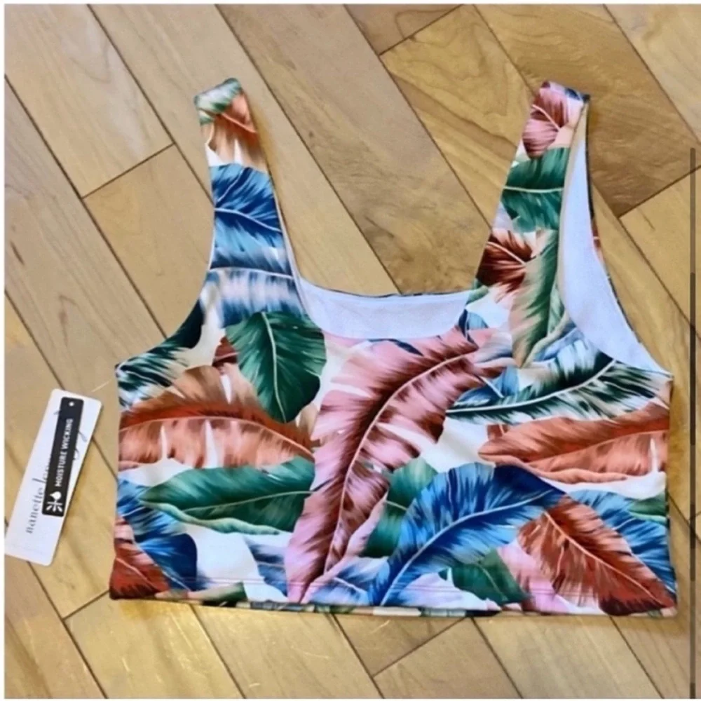 NWT NANETTE LEPORE Play Moisture Wicking Sports Bra TROPIC SHADE size large